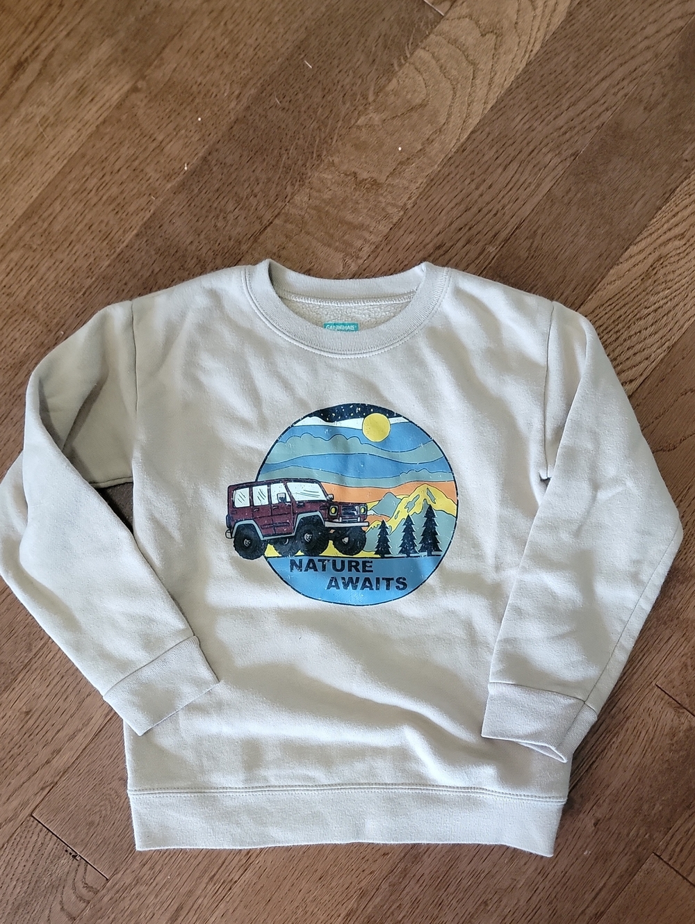 Garanimals Tan Sweatshirt with Colorful "Nature Awaits" Graphic